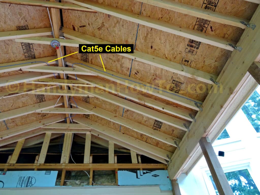 Ethernet Cable Installed along Roof Rafters