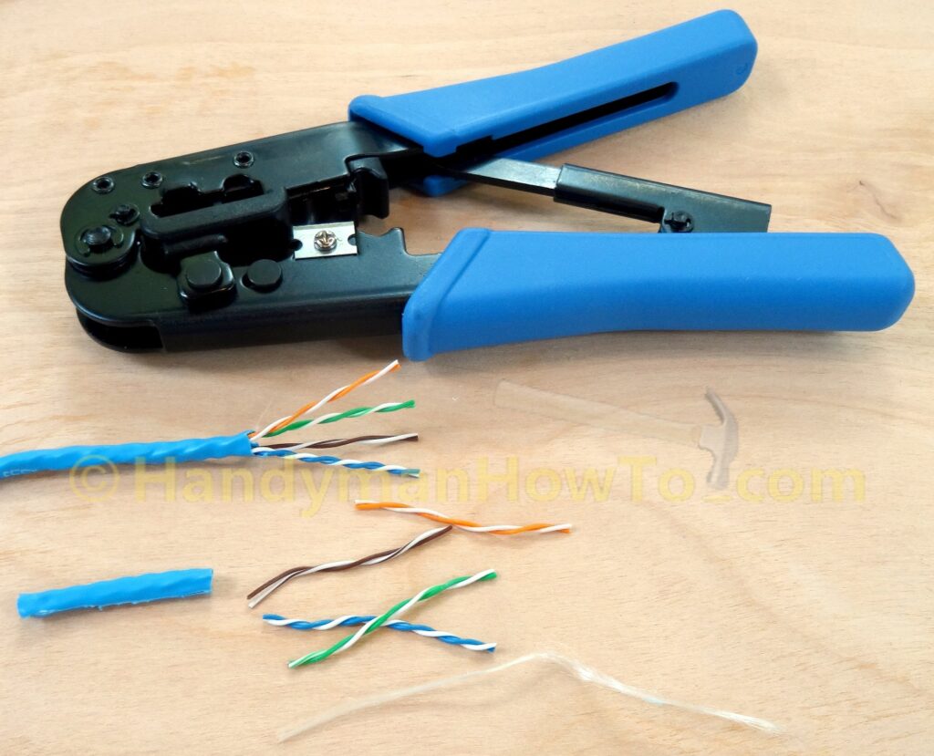 Ethernet Plug Wiring - Cut Wire Ends with Crimp Tool
