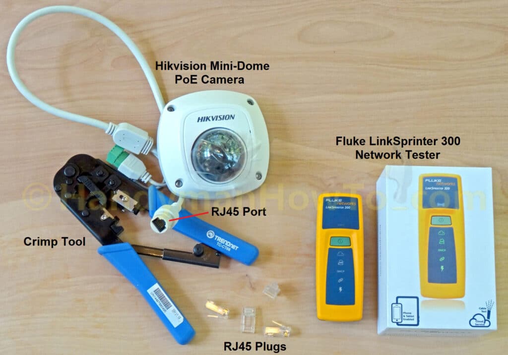 Fluke LinkSprinter 300 - HikVision 3MP IP Camera - Ethernet Crimp Tool and Plug