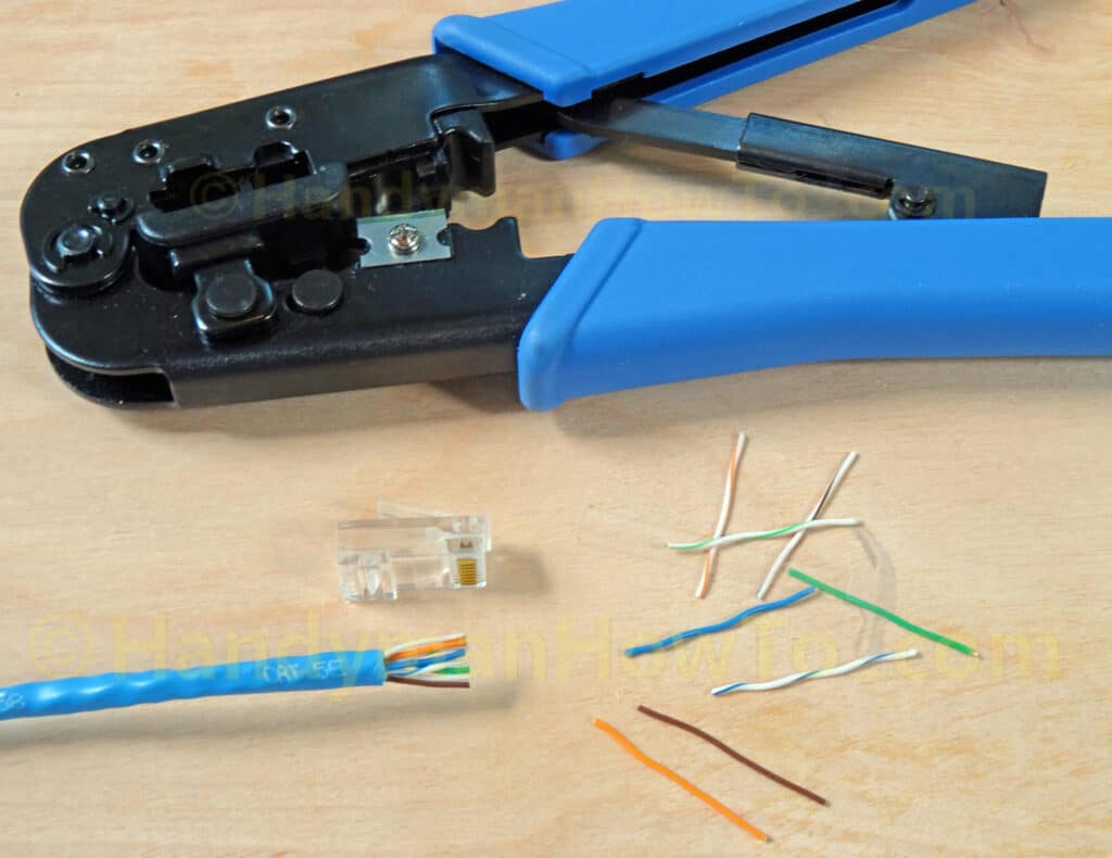 RJ45 Ethernet Cable Plug Wiring - Cut Wires to Fit Plug