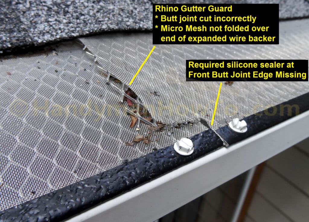 Rhino Gutter Guard - Improper Butt Joint