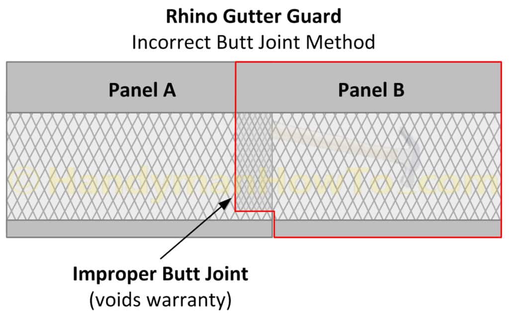 Rhino Gutter Guard Incorrect Butt Joint