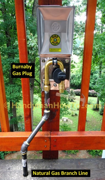 Burnaby Gas Plug G0101-SS-50-120DC Connected to Natural Gas Line for BBQ Grill