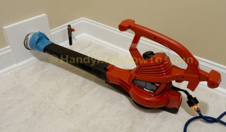 Blow Out Vent - Electric Leaf Blower Taped to Dryer Duct