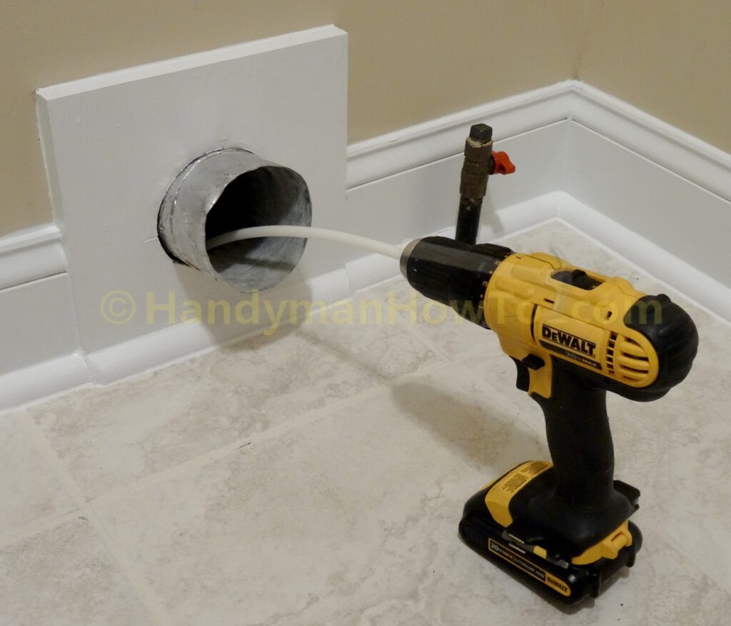 Interior Dryer Vent Cleaning - LintEater Extension Rod on Cordless Drill