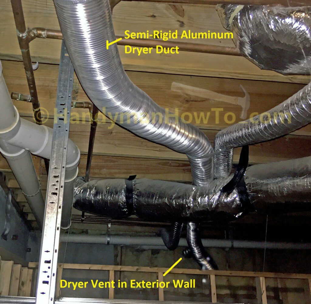 Semi-Rigid Metal Aluminum Dryer Duct under Floor Joists