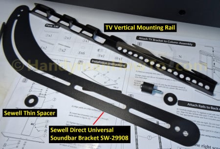 Sewell Direct Universal Soundbar Bracket SW-29908 Assembly