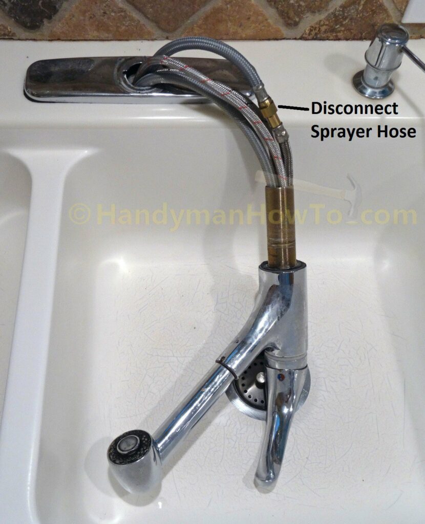 Kitchen Faucet Removal - Pull Hoses Up Through Sink