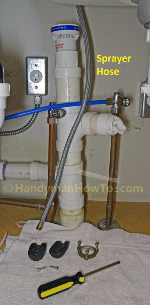 Kitchen Faucet Removal - Spray Hose Weight and Mounting Nut