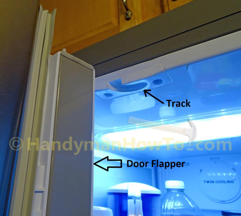 Samsung French Door Refrigerator - Spring Retracts Mullion Flap to Engage Track