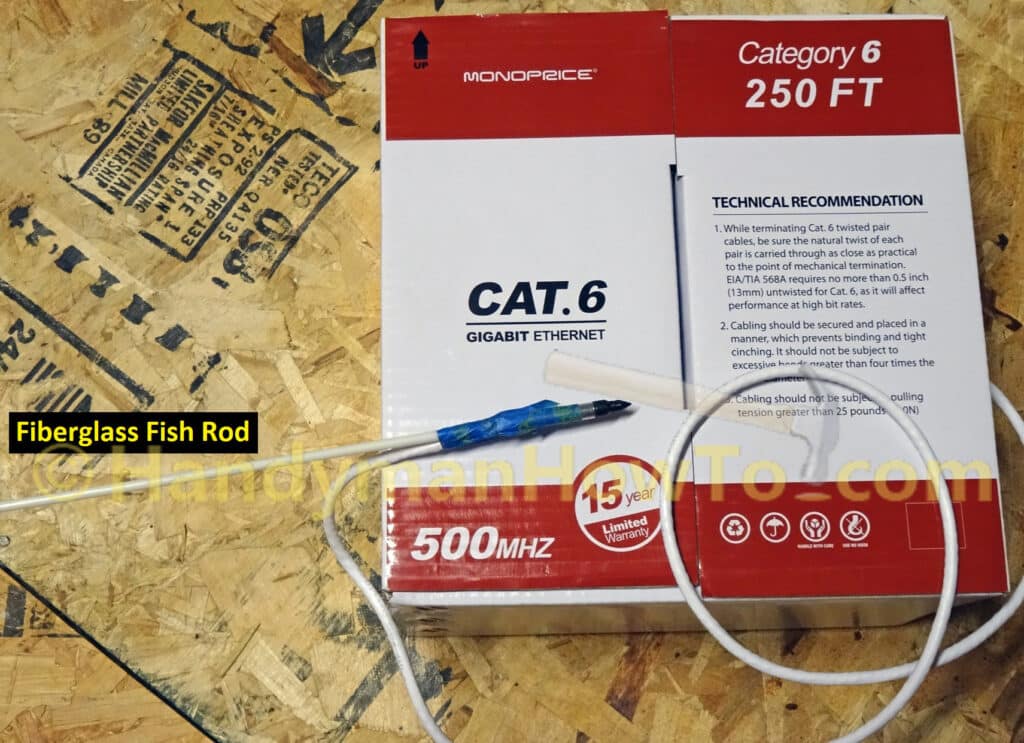 Cat6 Ethernet Cable and Fiberglass Fish Rod