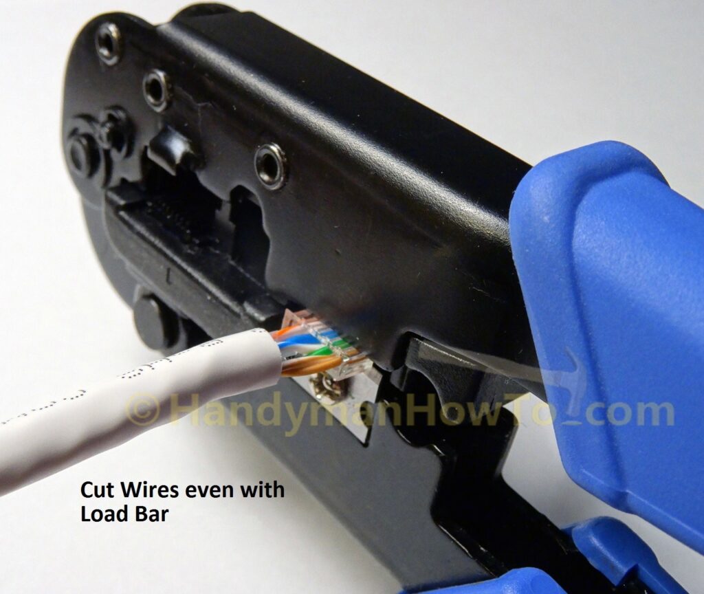 Cat6 RJ45 Modular Plug Wiring - Cut Wires even with Load Bar