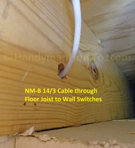 Bathroom Fan Wiring - NM-B 14 3 Cable through Floor Joist