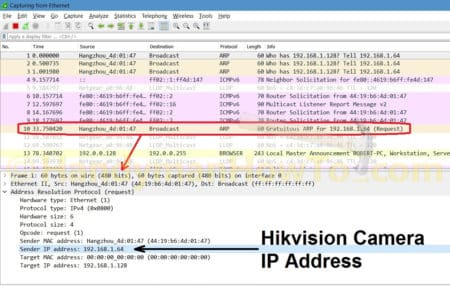 Fix Bricked Hikvision IP Camera after Firmware Update - Wireshark Packet Capture