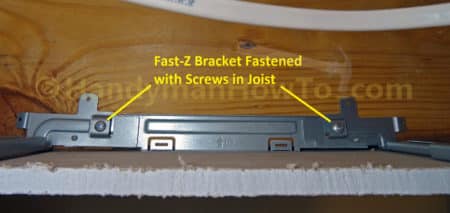 Panasonic WhisperFit EZ Fan Old Work Install - Flex-Z Fast Mounting Bracket Fastened to Joists
