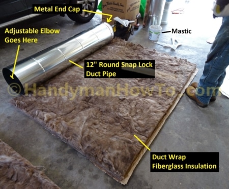Central Air Conditioner Installation - Round Sheet Metal Trunk Duct Insulation Wrap