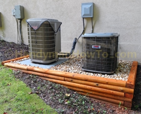 Landscape Timber Wall for Central Air Conditioner Condenser Units