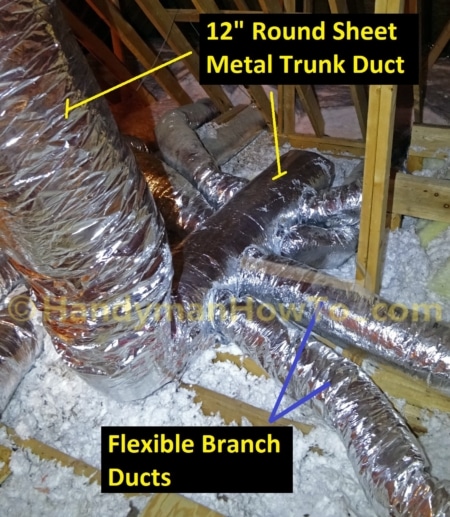 New Round Sheet Metal Trunk Duct and Flex Duct Branch Lines